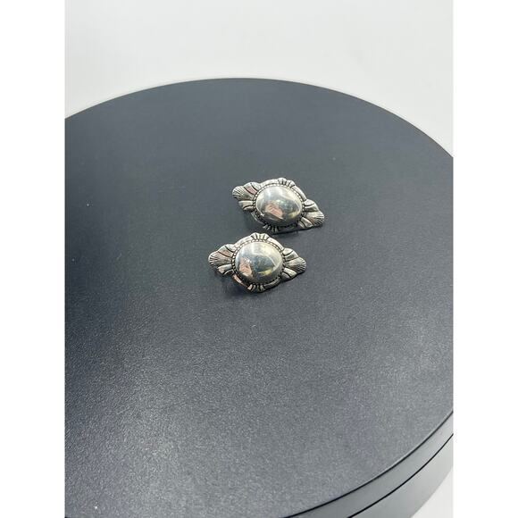 Native American Navajo Vintage Sterling Silver Domed Ornate Pierced‎ Earrings - Picture 7 of 7